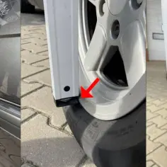 Jak zmierzyć dekielki do felg? Użyj poziomicy, by sprawdzić, czy felga jest równo z nadkolem.