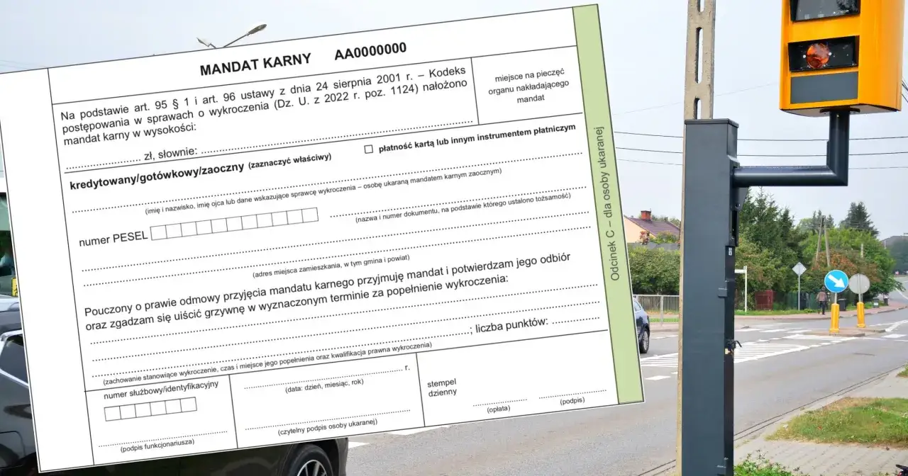 Mandat karny za błędne wskazanie osoby kierującej pojazdem. Fotoradar rejestruje wykroczenie.